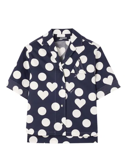 Jacquemus Oversized Polka Dot Print Shirt With Triangle Badge In Multi
