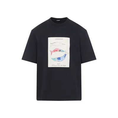 Jacquemus Oversized T-shirt With Colorful Fish Graphic Print In Blue