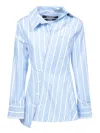 Jacquemus Tailored Striped Shirt With Design And Signature Detailing In Bianco E Celeste