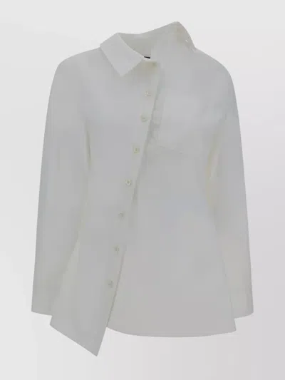 Jacquemus Pablo Shirt Top Asymmetrical Hem In White