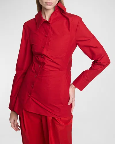 Jacquemus Pablo Twisted Button-down Shirt In Red