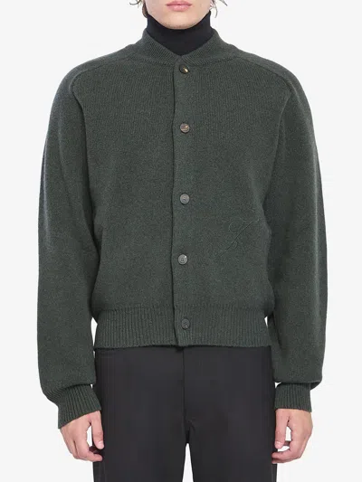 Jacquemus Oversized Bubble Cardigan Sweater In Green