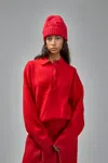 Jacquemus Pallone Vareuse-style Knit Polo Sweater In Red