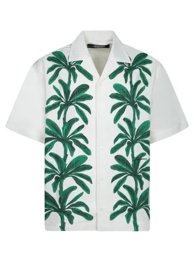 JACQUEMUS PALM LEAF PRINT DENIM SHIRT