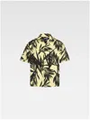Jacquemus 'la Chemise Jean' Multicolor Bowling Shirt With Palm Print In Black