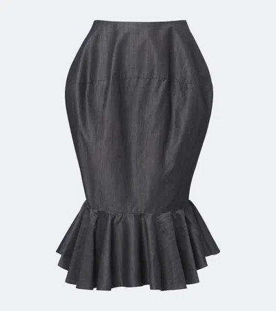 Jacquemus Palmier Cotton And Mohair-blend Midi Skirt In Gray