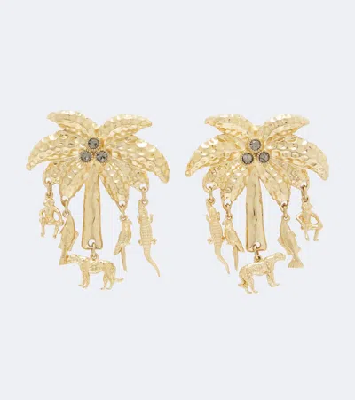 Jacquemus Palmier Embellished Drop Earrings In Gold