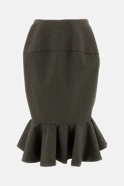 Jacquemus Palmier Ruffled Midi Skirt In Gray