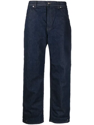 Jacquemus Navy Blue Cotton Denim Jeans In Brown