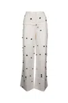 Jacquemus Wide-waist Printed Trousers With Button And Pocket Accents In Whiteblackdotsembroi