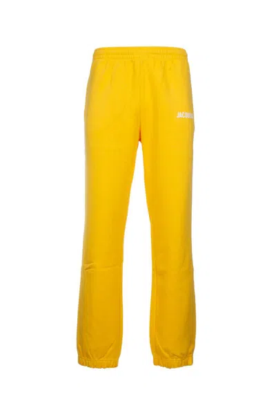 Jacquemus Sleek Trousers With Elasticated Waistband And Cuffs In Yellow