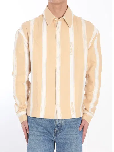 Jacquemus The Papier Striped Button-up Shirt In White