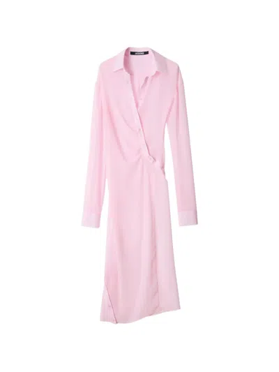Jacquemus Pareo Asymmetric-fastening Midi Dress In Pink