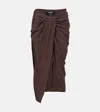 Jacquemus Midi Skirt High Waist Ruched Draped In Brown