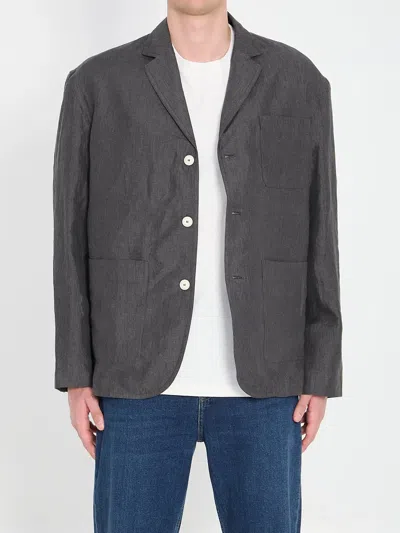 Jacquemus La Veste Pastro In Linen In Gray