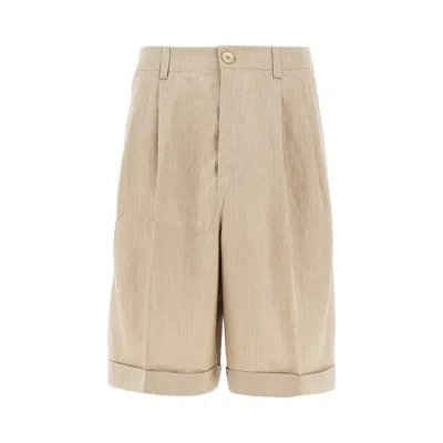 Jacquemus 'pastro' Linen-blend Shorts In Sand