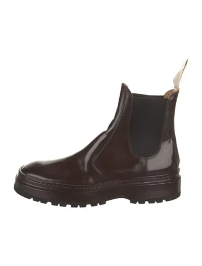 Pre-owned Jacquemus Patent Leather Chelsea Boots In Brown