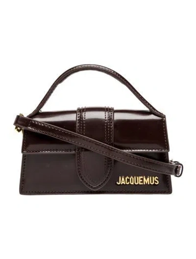 Pre-owned Jacquemus Patent Leather Top Handle Bag In Brown