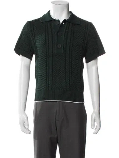 Pre-owned Jacquemus Patterned Collar Polo Sweater In Green