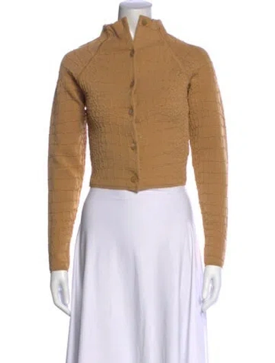 Pre-owned Jacquemus Patterned Long Sleeve Crop Top In Neutral