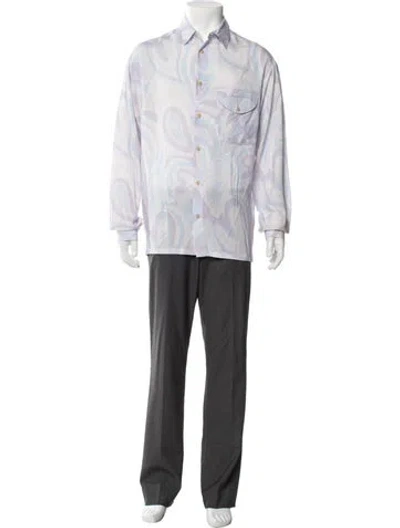 Pre-owned Jacquemus Patterned Long Sleeve Shirt In White