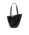 Jacquemus The Medium Bambola Asymmetric Leather Bucket Bag In Black
