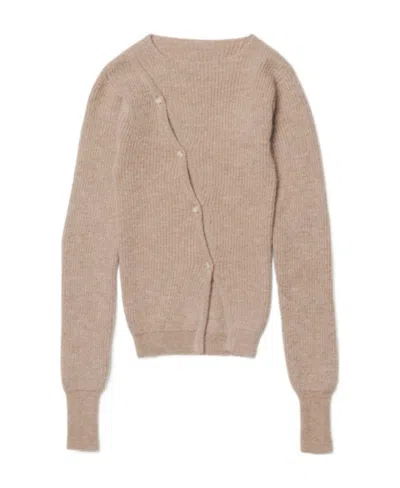 Jacquemus Pau Asymmetric Knitted Cardigan In Nude