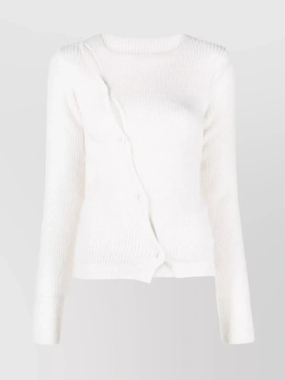 Jacquemus Button-up Asymmetric Cardigan With Long Sleeves In White