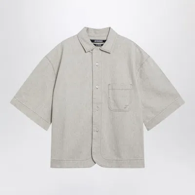 Jacquemus Paysan De-nîmes Light Beige Denim Shirt In Animal Print