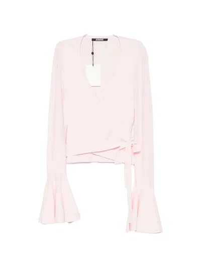 Jacquemus Paysan Flared-sleeve Sweater In Pink