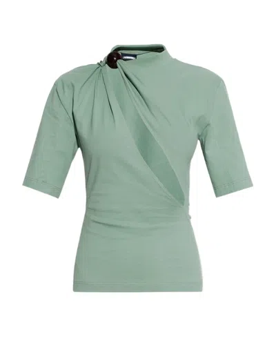 Jacquemus Pearl Cut-out T-shirt In Green
