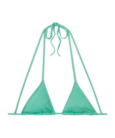 Jacquemus Peirado Recycled Triangle Halterneck Bikini Top In Green