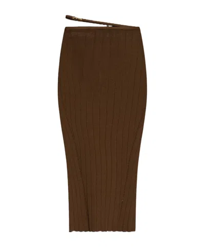 JACQUEMUS JACQUEMUS LA JUPE PRALÙ SCALLOP HEM MIDI SKIRT