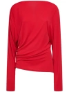 Jacquemus Le Haut Croisiere Draped L/s Top In Red