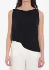 Jacquemus Le Haut Peplo Black Top With Square Neck And Cut-out On The Side In Viscose Blend Woman In Black