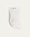 Jacquemus Le Haut Peplo White Top With Square Neck And Cut-out On The Side In Viscose Blend Woman In White