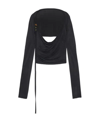 Jacquemus Peplo Draped Cut-out Top In Black