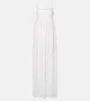 Jacquemus Peplo Jersey And Muslin Maxi Dress In White