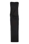 Jacquemus Peplo Draped Jersey Maxi Dress In Black