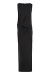 Jacquemus La Robe Peplo Black Long Dress With Square Neck And Cut-out Detail On The Side In Viscose Blend Woma In Black