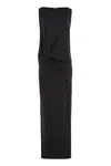 Jacquemus La Robe Peplo Black Long Dress With Square Neck And Cut-out Detail On The Side In Viscose Blend Woma In Black