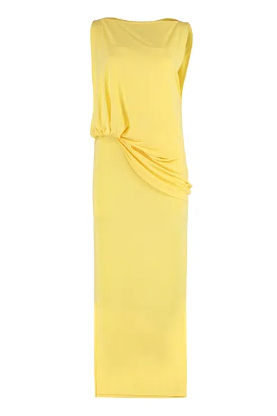 Jacquemus Peplo Stretch-jersey Maxi Dress In Yellow