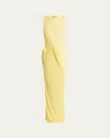 Jacquemus Draped Maxi Dress With Side Slit In Yellow