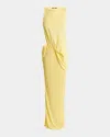 Jacquemus Draped Maxi Dress With Side Slit In Yellow