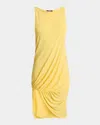 Jacquemus Peplo Sleeveless Draped High-low Dress In Yellow