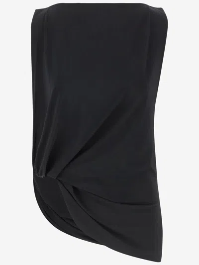 Jacquemus Le Haut Peplo Draped Satin Top In Black