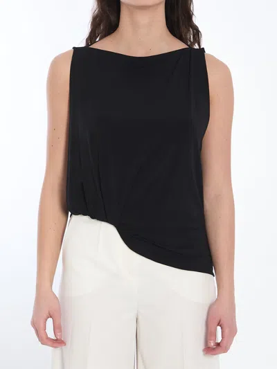 Jacquemus Draped Square Neckline Top In Black