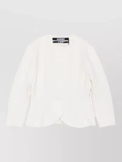 Jacquemus Peplum Three-quarter-sleeve Suit Jacket In White