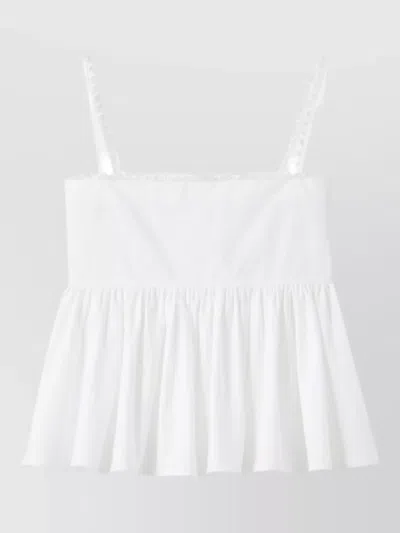 JACQUEMUS PEPLUM TOP RUFFLED HEM SPAGHETTI STRAPS SQUARE NECK