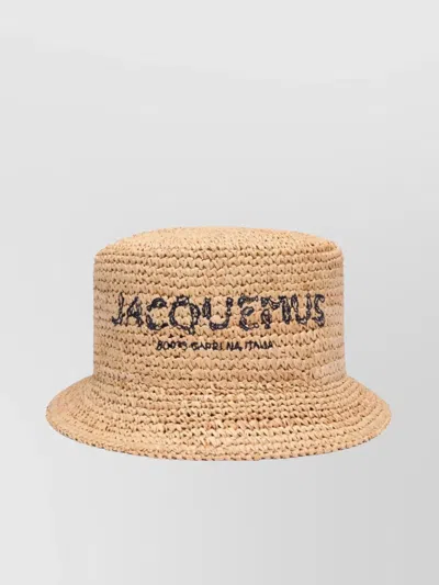 Jacquemus Pesco Woven Logo Hat In Brown